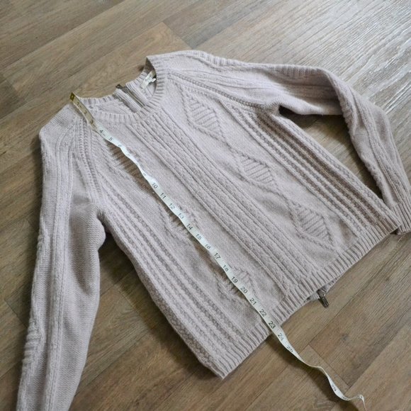 Madewell Palisade Back Zip Merino Wool Cable Knit Sweater Size Medium - Picture 6 of 9